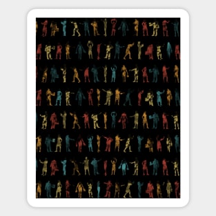 Colourful Watercolour people silhouette pattern Magnet